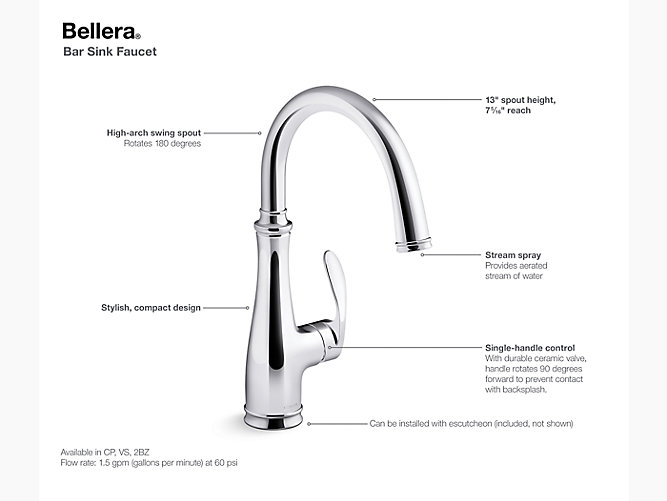 K 29107 Bellera Bar Sink Faucet Kohler